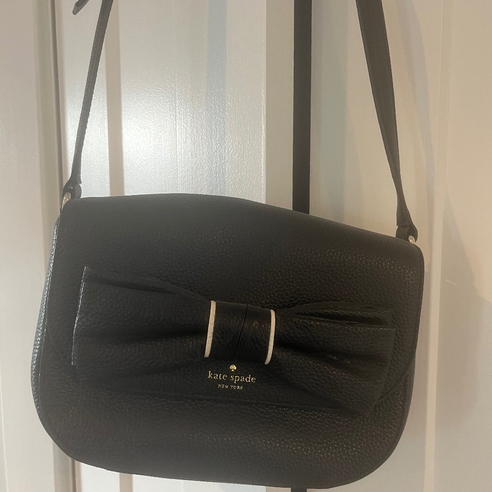 Kate spade black leather bag purse crossbody